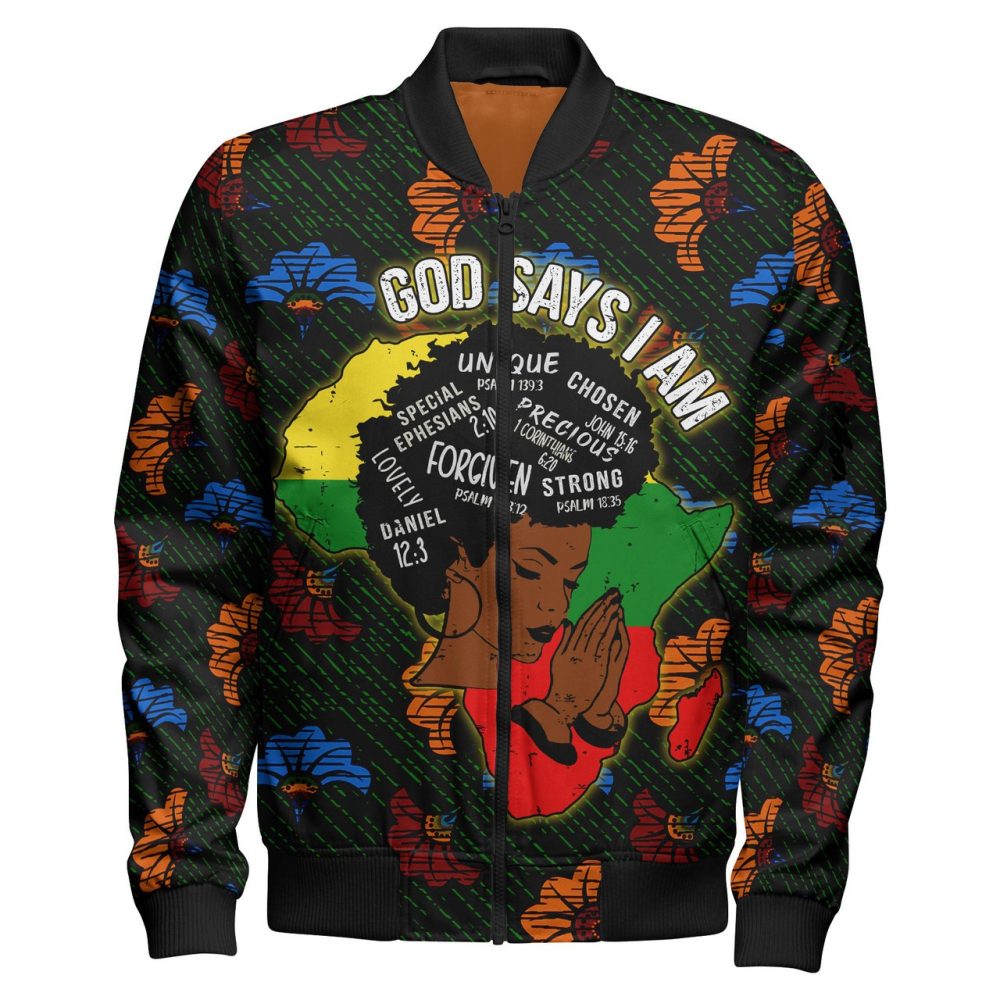 Africa Americans Bomber Jacket God Say I Am Unique Chosen Special Bomber Colorful Unisex Jacket Jacket