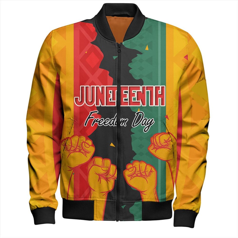 Africa Americans Bomber Jacket Juneteenth Freedom Day Hand Fist Bomber Colorful Unisex Jacket Jacket