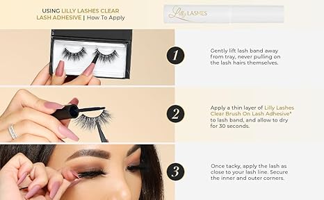 Lilly Lashes 3D Mykonos Faux Mink Strip Lashes – Dramatic Reusable False Eyelashes with Silk-Like Fibers (No Glue)
