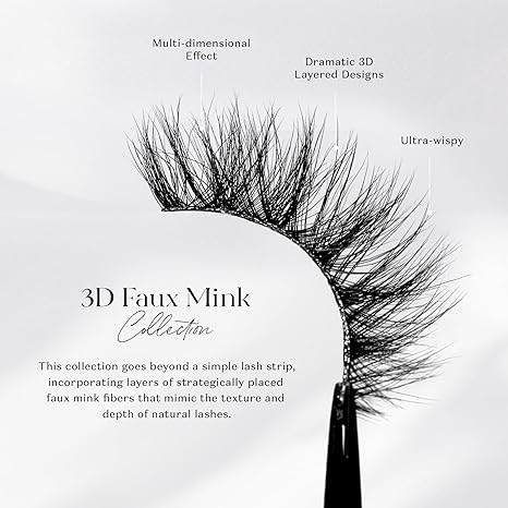 Lilly Lashes 3D Mykonos Faux Mink Strip Lashes – Dramatic Reusable False Eyelashes with Silk-Like Fibers (No Glue)