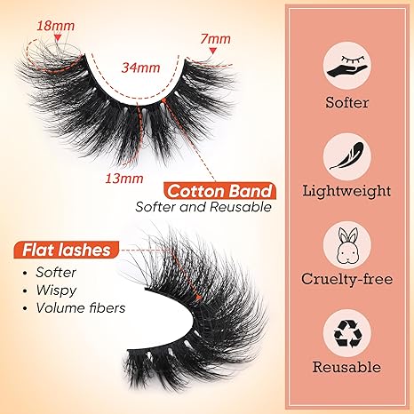 Focipeysa 18mm Faux Mink Lashes – Full Volume Dramatic Cat Eye False Eyelashes Multipack