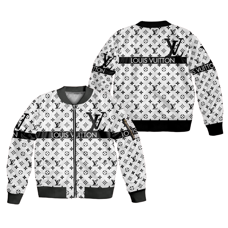 Louis Vuitton White Luxury Brand Premium Bomber Jacket For Men Women