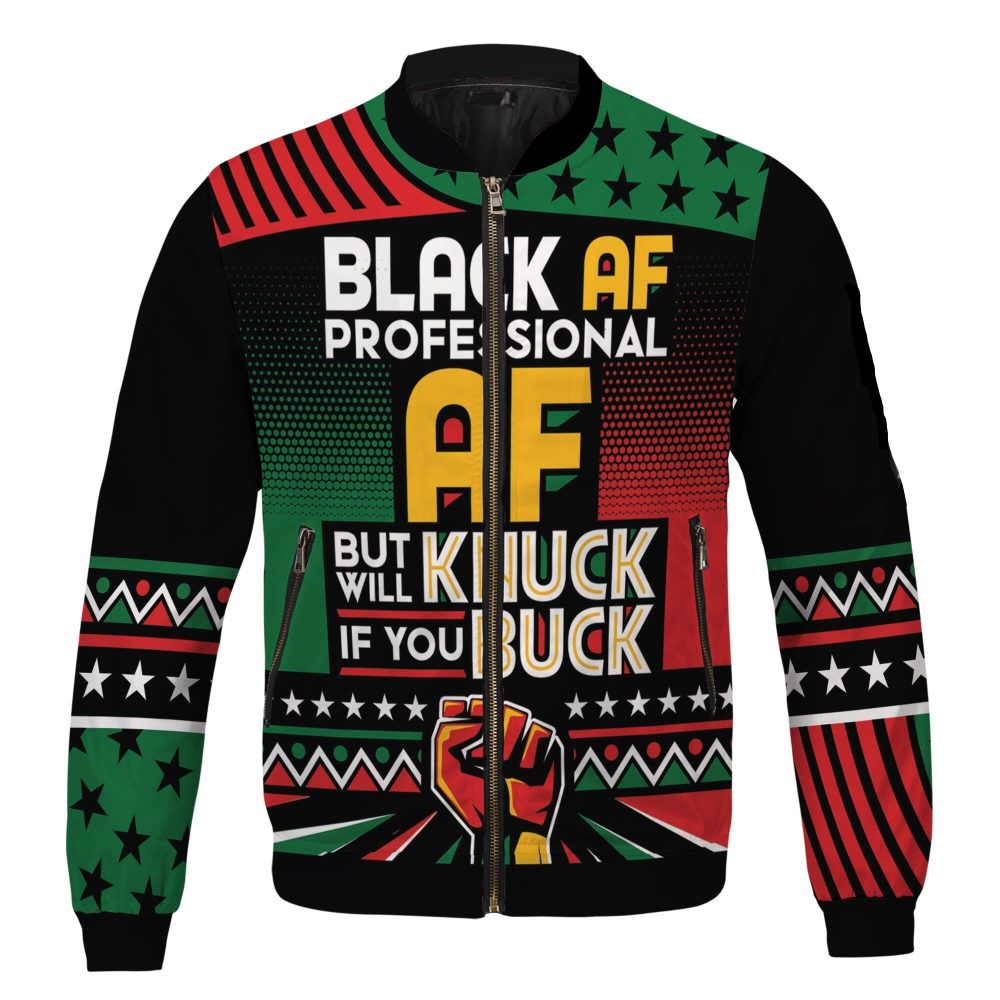 Africa Americans Bomber Jacket Will Knuck If You Buck Bomber Green Red Unisex Jacket Jacket