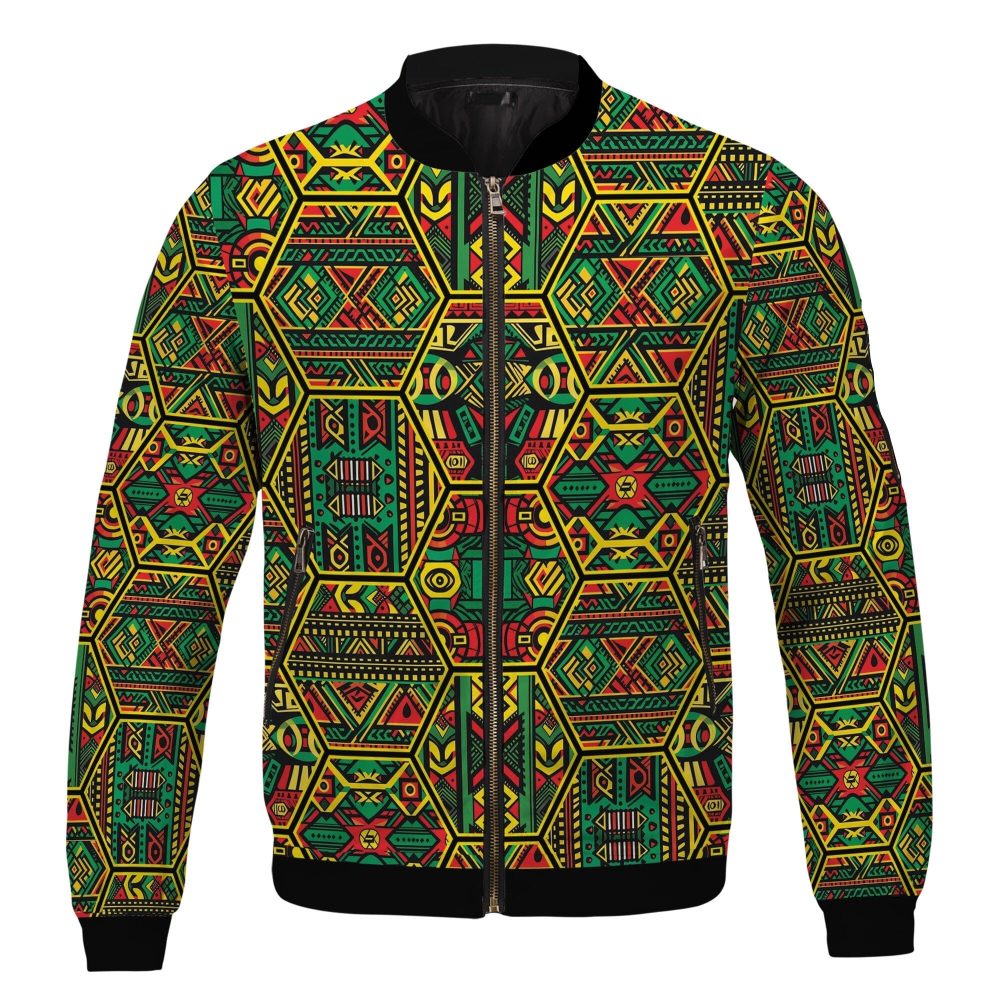 Africa Americans Bomber Jacket Hexagon Tribal African Patterns Bomber Colorful Unisex Jacket Jacket