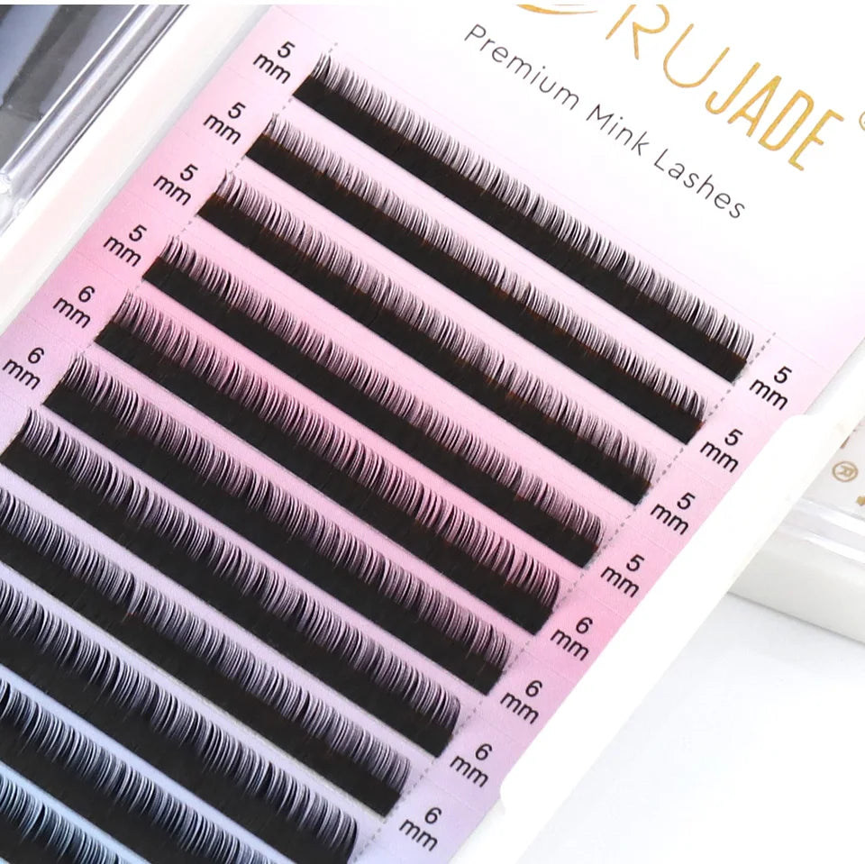 RUJADE Short Bottom Eyelash Extensions – 5–8mm Natural Under-Eye Lashes with B/C/CC/D Curl