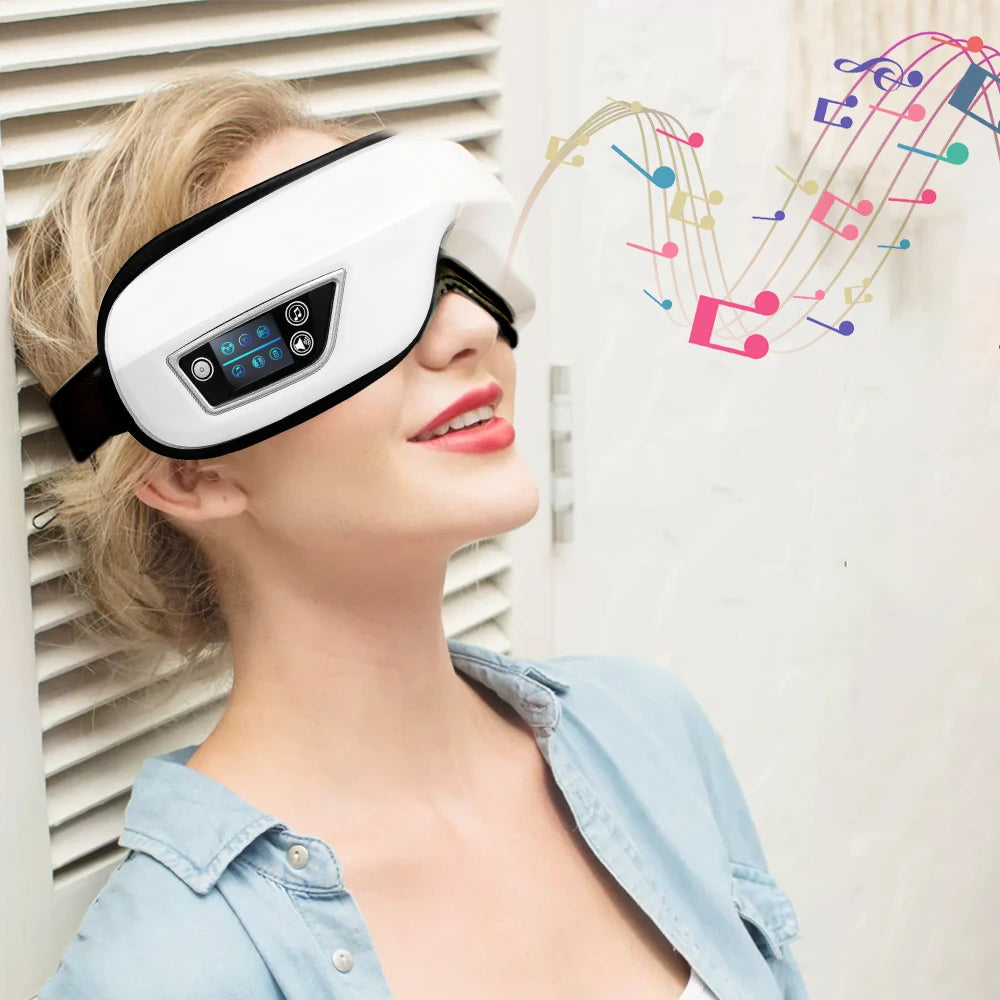 6D Smart Vibration Eye Massager – Airbag Compression Eye Care Mask with Bluetooth Music for Relaxation & Fatigue Relief