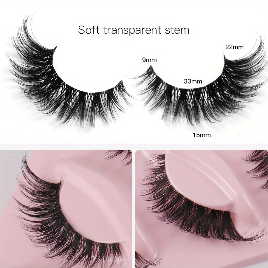 3 Boxes (15 Pairs) Cat Eye False Eyelashes – Natural Long Manga Lashes with Winged Elongated Ends