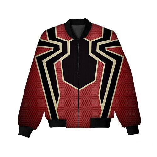 Spiderman Bomber Jacket Hero Sipderman Symbol Pattern Bomber Black Red Unisex Jacket Jacket