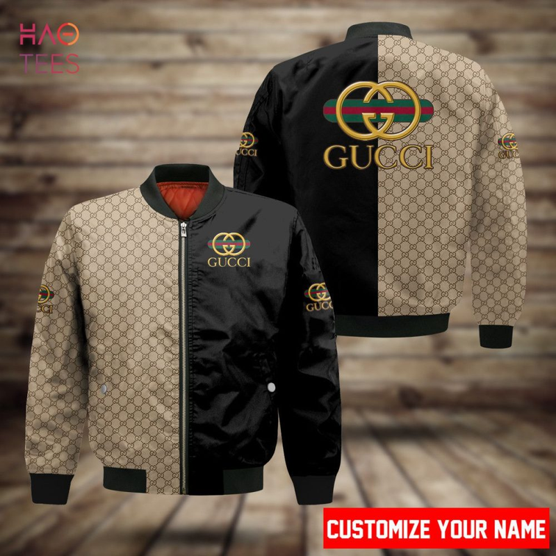 Available Gucci Luxury Brand Brown Mix Black Bomber Jacket Limited Edition