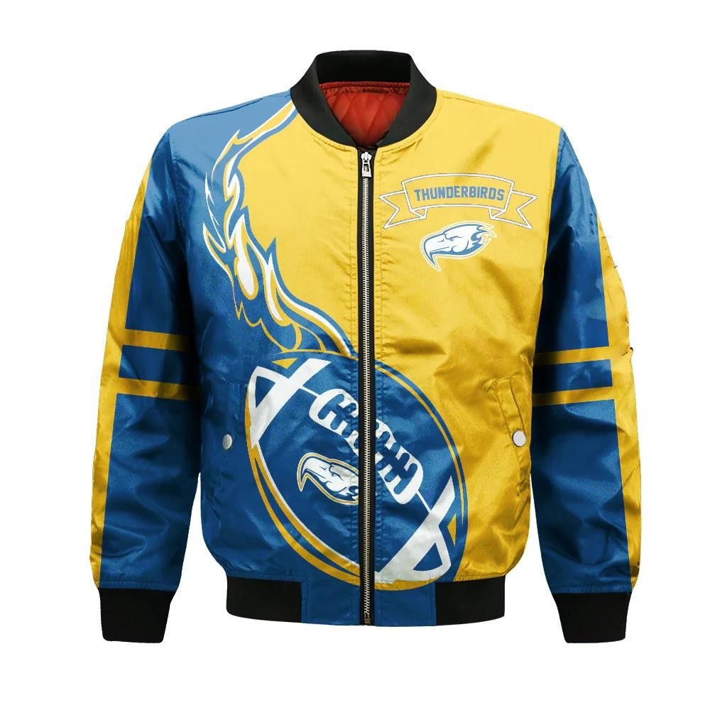 Ubc Thunderbirds Bomber Jacket 3D Printed Flame Ball Pattern