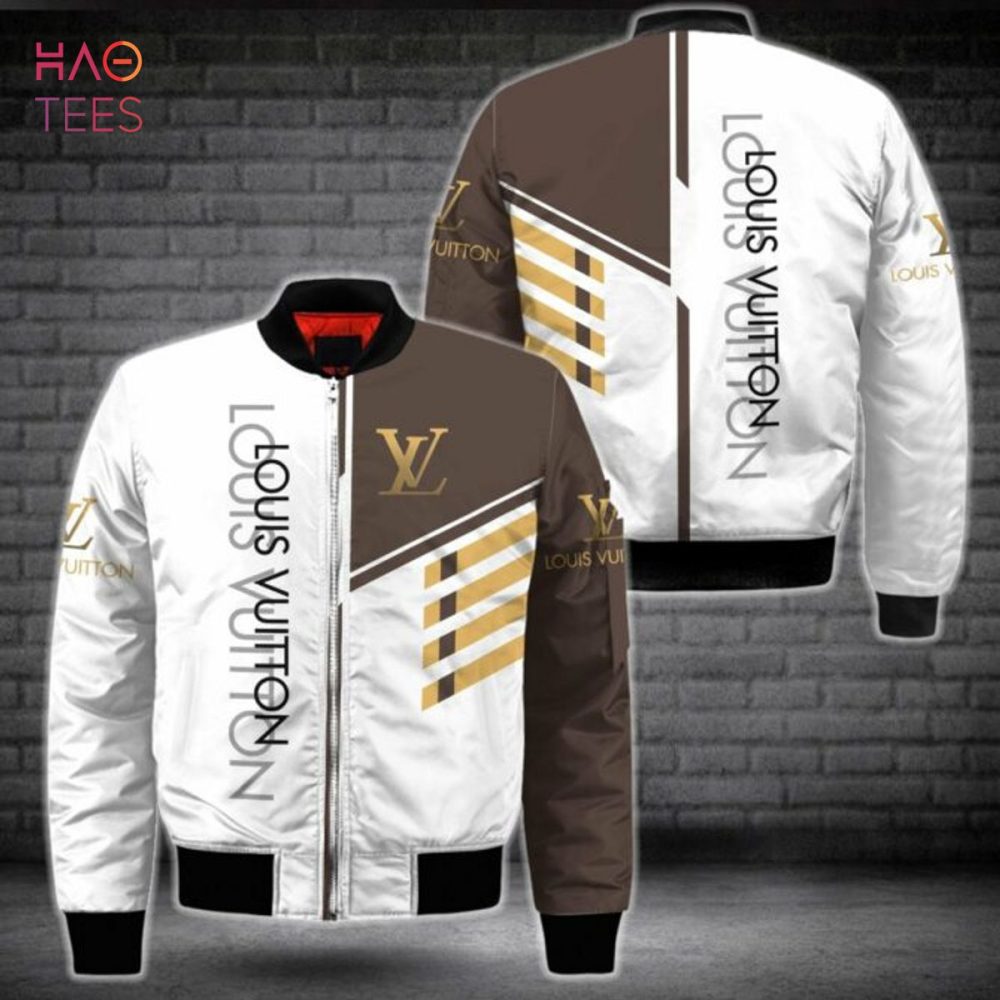 Hot Louis Vuitton White Mix Brown Luxury Brand Bomber Jacket Limited Edition