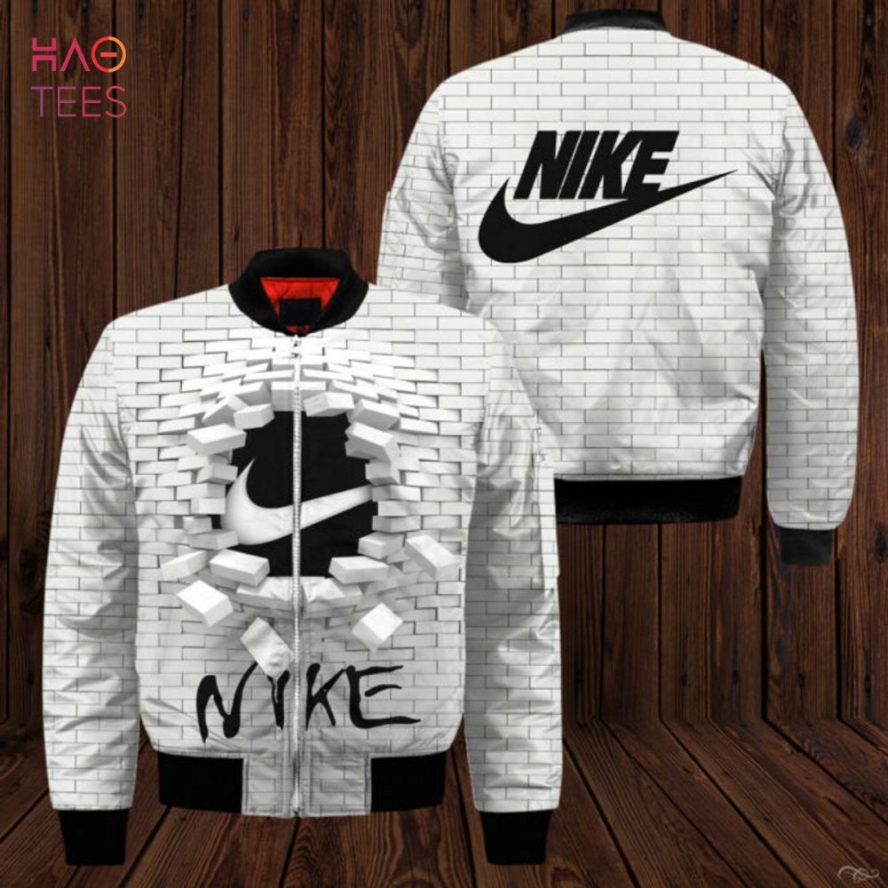 Stylish Nike Bomber Jacket – Unique 3D Brick Wall Design, Perfect For Streetwear Lovers